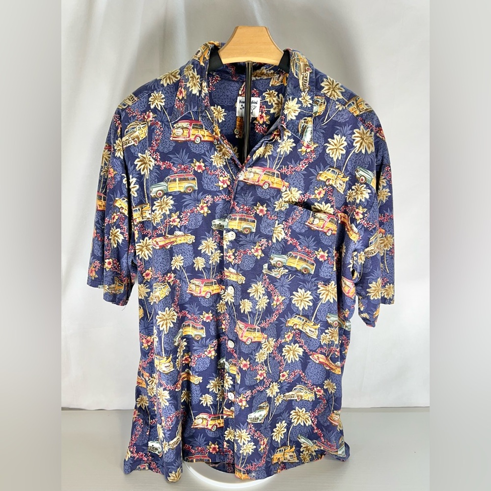 Rare Hummingbird Hawaiian Aloha Shirt Size XL Ford Woodie Classic Cars Surf